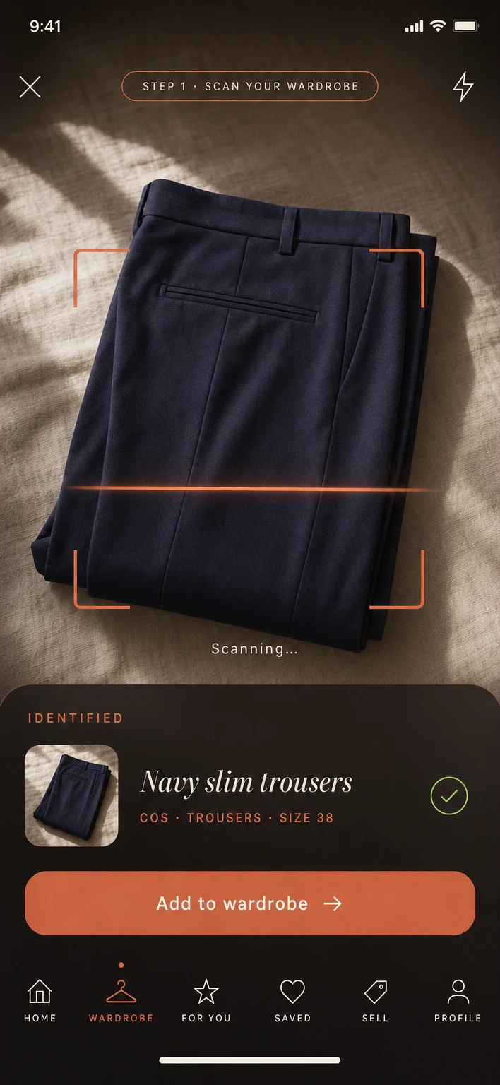 Scanning navy trousers